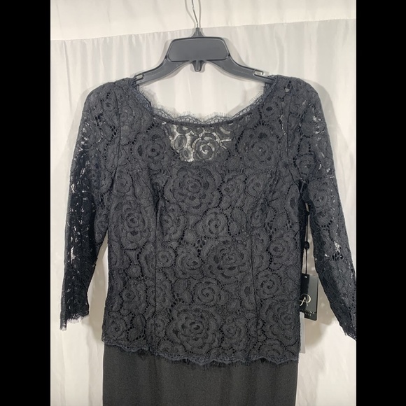 NWT $140 Adrianna Papell Lace & Crepe Sheath Dress Black [ SZ‎ 4 ] - Picture 6 of 12
